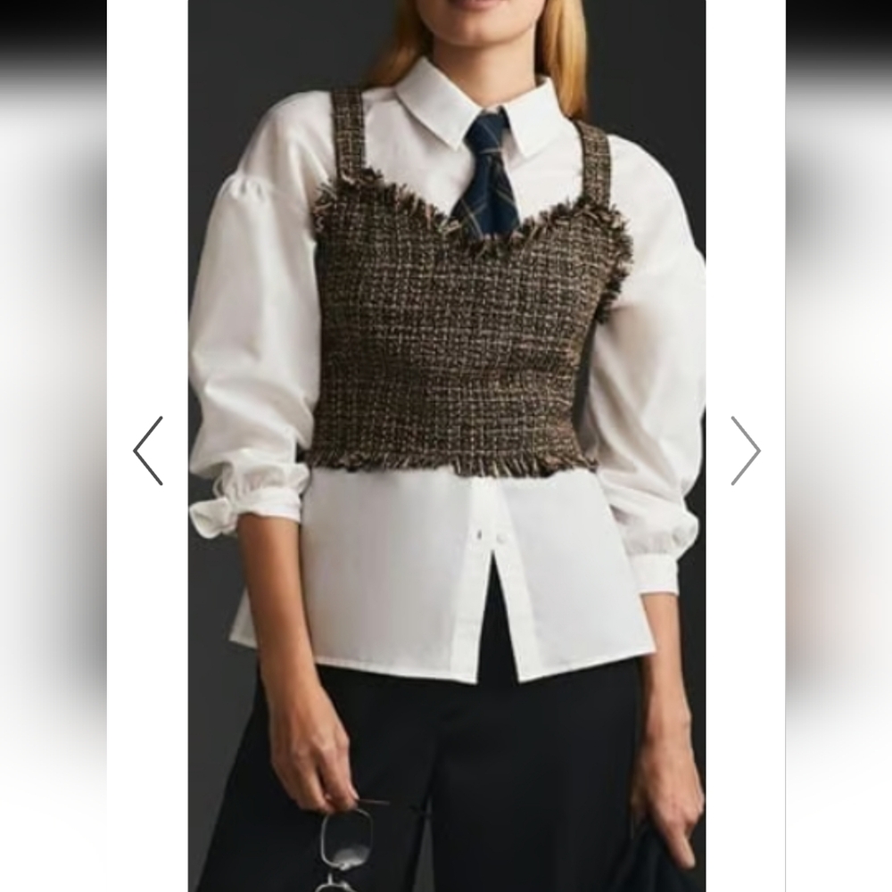 💖💖 NWT Mare Mare x Anthropologie Layered Vest & Button-down Blouse Size XLP